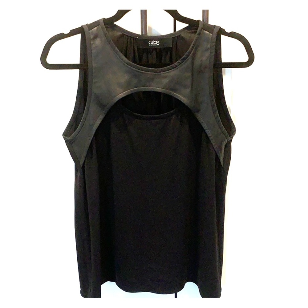 Cut25 by Yigal Azrouël Leather/Cupro Black Blouse